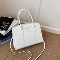 Sac à main blanc motif crocodile avec poignée supérieure et logo fashion bag New York - Blanc