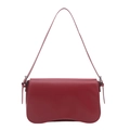 Minimalist red faux leather underarm bag with curved bottom and adjustable strap - Red