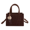 Bruine schoudertas met luipaardprint, matte afwerking en ijsje-bedeltje - Koffie Met Hanger