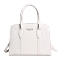 Bolso tote blanco con relieve de cocodrilo, asas dobles y correa de hombro ajustable - Blanco