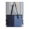 Μεγάλη τσάντα tote από τζιν με μπλε σχέδιο patchwork και μαύρα δερμάτινα λουράκια ώμου - Μπλε Στυλ Σύνθεσης 1