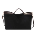 Borsa tote nera opaca con finiture in pelle marrone e dettagli metallici dorati - Nero