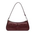 Borsa sottobraccio bordeaux in finta pelle con due tasche frontali e tracolla a catena - Rosso