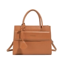 Caramel retro faux crocodile leather handbag with dual handles and crossbody strap - Brown