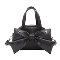 Chic black bow handbag with silver star studs and detachable crossbody strap - Gray