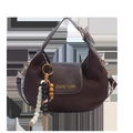 Borsa a tracolla minimalista in pelle scamosciata testa di moro con ciondolo di perline - Caffè Con Ciondolo