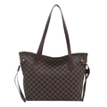 Bolso tote marrón oscuro con estampado jacquard de letras M y herrajes dorados - Marrón