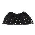 Minimalistische zwarte cloud bag met gouden studs en een handige treksluiting - Zwart