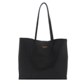 Borsa tote alla moda in pelle nera opaca con cuciture geometriche e grande capacità - Nero
