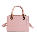 Pink PU leather crossbody bag with cross pattern texture and gold metal hardware - Pink (No Charm)