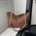 Sac fourre-tout vintage en daim marron avec pendentif cerf doré et bandoulière - Marron