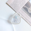 Pop socket orsetto iridescente con cornice trasparente e impugnatura pieghevole per cell - Supporto a Cerchio di Perle-Laser-Orso Piatto Bianco
