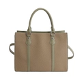 Retro khaki canvas and green leather tote bag with dual handles and crossbody strap - Green (No Pendant)