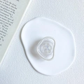Supporto per telefono estensibile con cornice bianca e fiore laser trasparente chic - Supporto a Cerchio di Perle-Fiore a Cinque Petali Laser