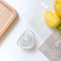 Gros plan d'un support de téléphone en forme de cœur irisé avec bordure texturée argent - Forme de Cœur