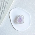 Holographic purple bear phone grip with iridescent finish and silver trim on plate - Pearl Circle Stand-Laser-Purple Flat Bear