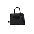 Borsa tote nera in tessuto e pelle con cerniera metallica dorata e doppi manici - Nero