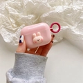 Pink bunny silicone case for AirPods Pro featuring a cute 3D rabbit and pink carabiner - Pink - Rabbit Hook Style / AirPods 1/2 Gen