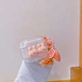 Transparente AirPods Pro Hülle mit rosa 3D-Hasen, Ringhaken und Smiley-Anhänger - Transparent Mit Rosa Hasen-Anhänger / AirPods 1/2. Generation