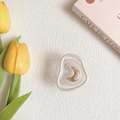 Transparent irregular phone grip with crescent moon inlay on white textured surface - Pearl Circle Stand - Gradient Moon