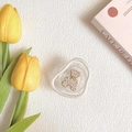 Collapsible phone grip with pearly bear design and translucent frosted base - Pearl Circle Stand - Pearl Bear
