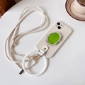Funda blanca para iPhone con soporte de anillo verde y correa bandolera de cuero - Albaricoque / iPhone 7/8/SE 2020