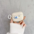 Off-white protective case for wireless earbuds featuring a 3D nice logo and duck design - Creamy White-Nice Duck (AirPods 1/2 Gen)