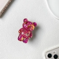 Detail des rosaroten, lichtdurchlässigen Bären-Handyhalters mit funkelnden Pailletten - High Glitter Sweet Bär / Rosarot