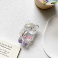 Dettaglio del supporto per telefono a forma di orso trasparente con glitter viola - Farfalla Viola
