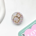 Dettaglio del supporto per telefono con strass, orsetto dorato e cristalli colorati - Supporto Strass-Orso Magro Cavo