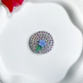 Detailed macro shot of a rhinestone tulip flower phone grip with iridescent crystals - Sparkling Diamond Stand-Tulip-Purple