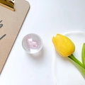 Close-up of a crystal ball phone grip featuring a 3D pink heart inside with ins style - Pink