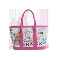 Graffiti-Canvas-Beuteltasche mit rosa Lederbesatz und künstlerischen Handzeichnungen - Rosa
