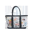 Sac seau graffiti avec imprimé ours et bordures en cuir noir style urbain moderne - Noir