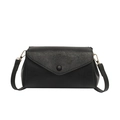 Borsa a tracolla nera minimalista con patta a busta in pelle PU testurizzata e oro - Nero