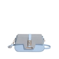 Elegante borsa a tracolla azzurra con patta strutturata e fibbia in metallo dorato - Blu