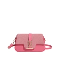 Borsa a tracolla quadrata rosa con fibbia in metallo dorato e patta in tessuto testurizzato - Rosa