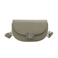 Bolso de montura verde en cuero granulado con hebilla G de strass y correa ancha - Verde