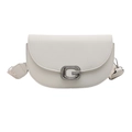 Borsa a tracolla multistrato in PU bianco crema con tracolla jacquard alla moda - Bianco