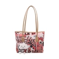 Leuke grote graffiti-draagtas met pluche wolkbedel en dubbele handgrepen voor dames - Met Ornament / Roze