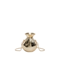 Mini gouden gelukszakje acryl ketting crossbodytas met een glanzende metallic afwerking - Lichtgoud