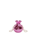 Mini borsa a tracolla rosa lucida a forma di borsa della fortuna con catena dorata - Rosa