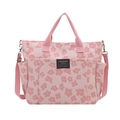 Sac fourre-tout rose en toile pour femmes avec motif marguerite et bandoulière - Rose