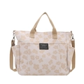 Grand sac cabas en toile avec imprimé floral et bandoulière amovible réglable - Kaki