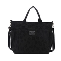 Grand sac à bandoulière noir avec motif floral en relief et sangle réglable femme - Noir