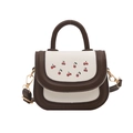 Sac bandoulière carré minimaliste avec motifs cerises et sangle réglable en blanc et marron - Marron