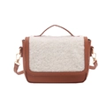 Bolso de silla retro francés en ecocuero marrón y sherpa blanco con herrajes oro - Marrón