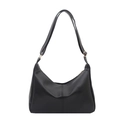 Minimalistische schwarze Hobo-Tasche aus Leder mit verstellbarem Riemen und goldener Hardware - Schwarz