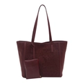 Vintage wijnrode tote bag met luipaardprint en bijpassend binnentasje voor dames - Wijnrode Luipaard
