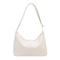 Minimalistische weiße Achseltasche aus Kunstleder mit Lychee-Narbung und Schultergurt - Weiß